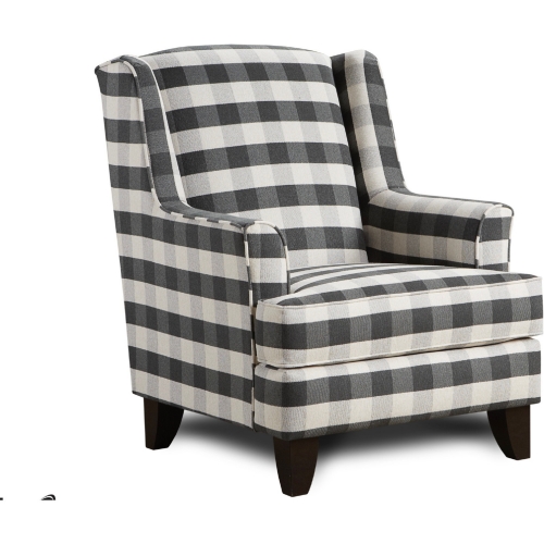 Accent Chair in Brock Charcoal Grey Check Fabric